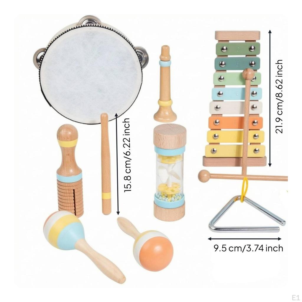 8-teiliges Schlagzeugset mit Xylophon Frühförderung Instrument für Kleinkinder Pädagogisch Holz
