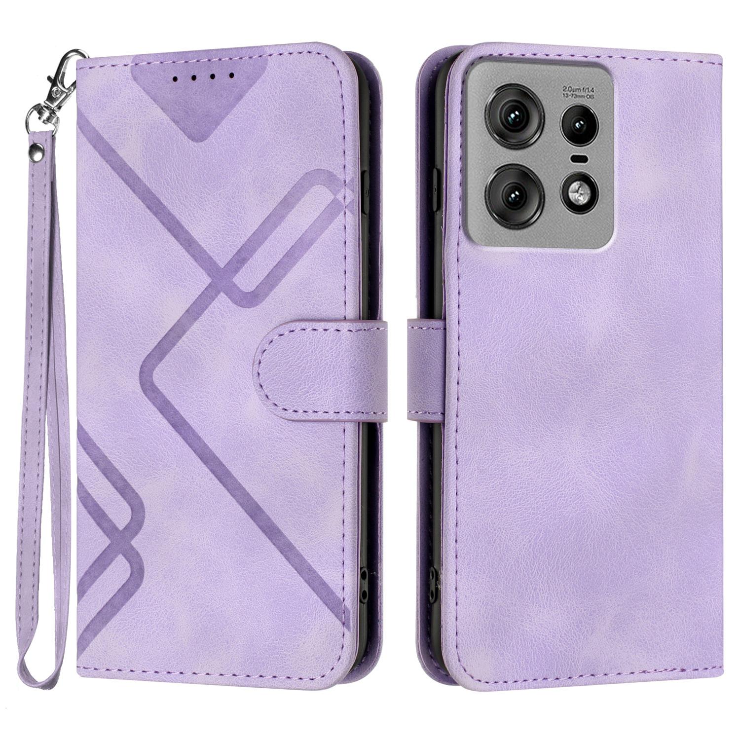 

YX0040 For Motorola Edge 50 Pro 5G Case Leather Phone Cover with Magnetic Clasp Light Purple