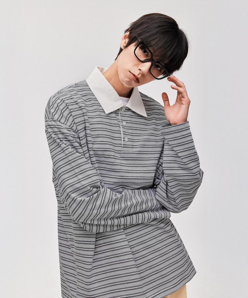 NEWAUBE Tom Stripe Polo Shirt Melange
