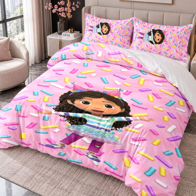 Gabby's Puppenhaus 3-teiliges Bettwäsche-Set Bettbezug mit zwei Kissenbezügen für Schlafzimmer Heimdekoration