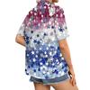 Women's Casual Short Sleeve Button Down Shirt Independent Day Star Print Collar Blouse Lightweight Summer Top