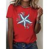 Women's T-shirt Starfish with Water Patterns Printed Casual Streetwear Short Sleeve Women Top Comfortable Fit Clothing