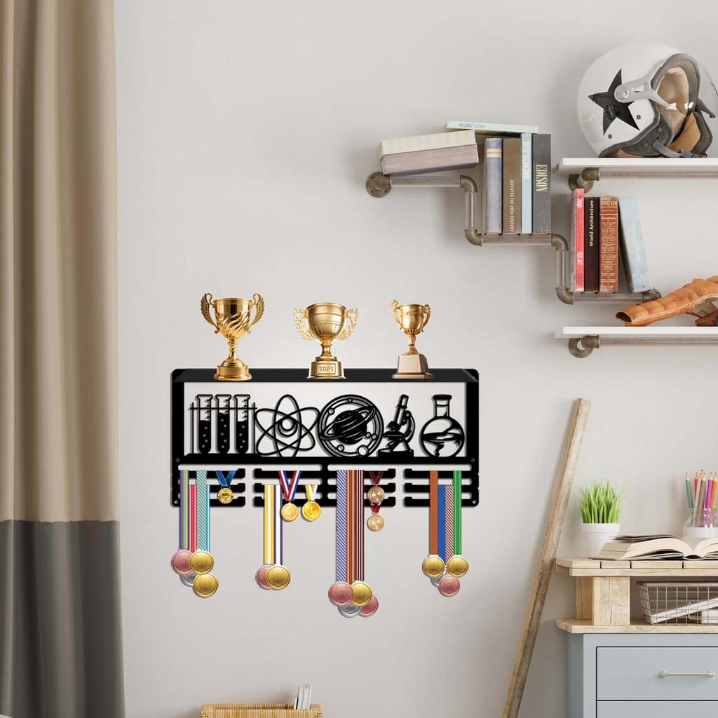 Wall Mounted Display Rack with Hooks for Awards and Medals