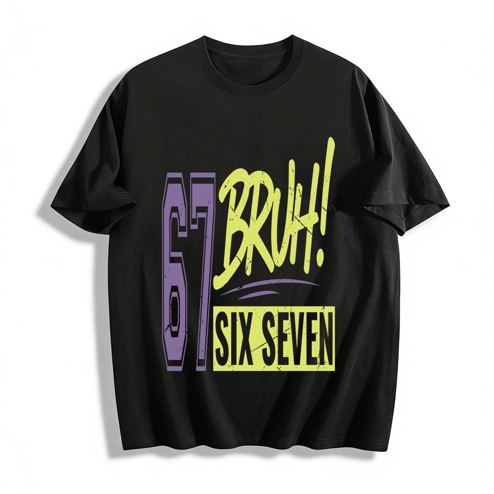 Vintage Street Style BRUH No.67 Graphic Casual Short Sleeve Tee Pure cotton T-shirt XXS
