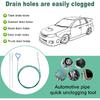 Sunroof Drain Cleaning Tool, 118in Long Wire Pipe Cleaner with 2 Straight Flexible Cleaning Brushes Heart Handle Design Drain Snake Unclogger Hole