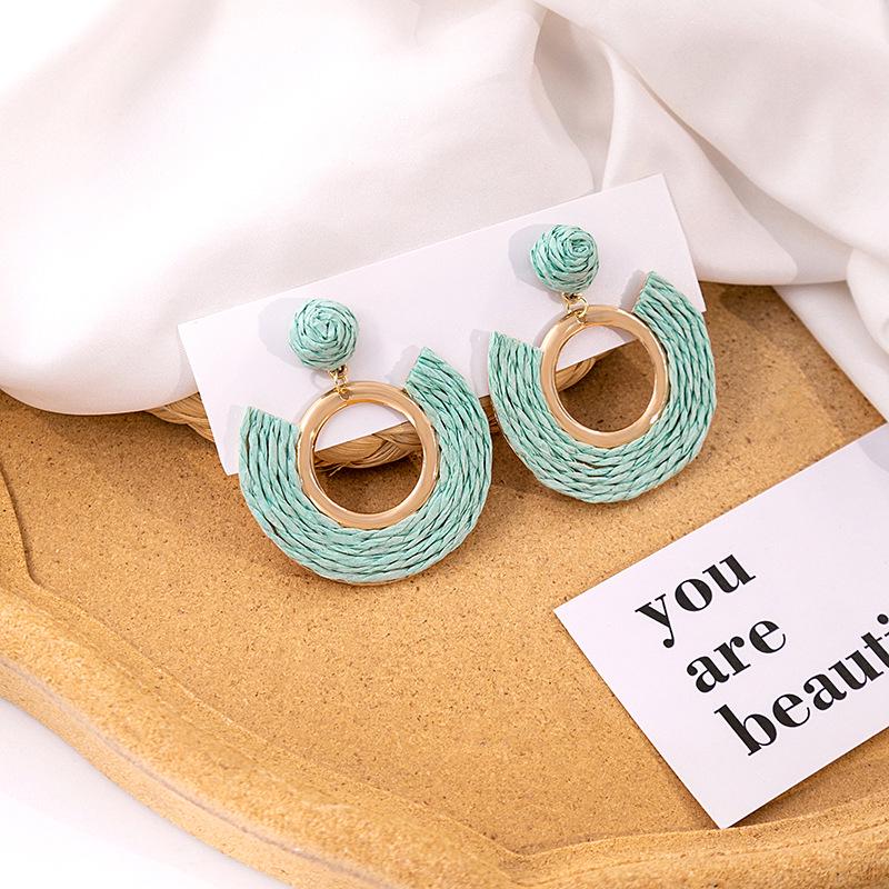 Exaggerated Oval Leather Dangle Earrings: Colorful, Hollow, Holiday Style