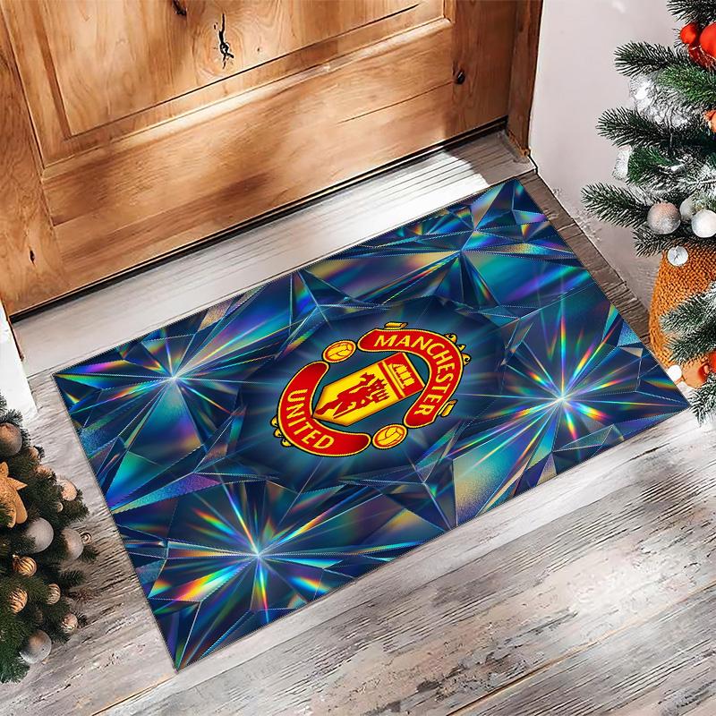 Tappeto in Flanella Stampato Manchester United Antiscivolo Morbido Poliestere Tappeto per Pavimento Tappetino Decorativo per Interni per Camera da Letto Soggiorno Divano