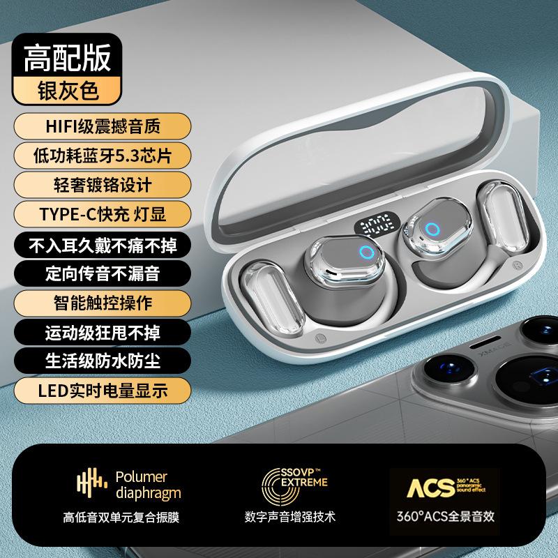 Voice of Berlin, Germany, Wireless Bluetooth Headset 2025 New Bone Conduction Does Not Enter the Ear Hanging Type, Long Battery Life Real-time
