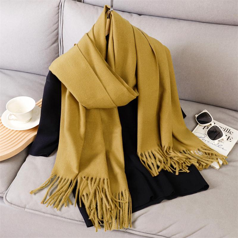 New Winer Poncho Warm Cashmere Scarf for Women Fashion Solid Thick Blanket Pashmina Shawl Wrap Female Bufanda Echarpe Foulard