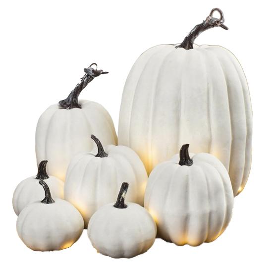 7 Pcs Artificial Pumpkins Assorted Sizes Faux Foam Pumpkin Crafts Farmhouse Rustic Fall Table Centerpiece for Halloween Mantel Shelf Decoration