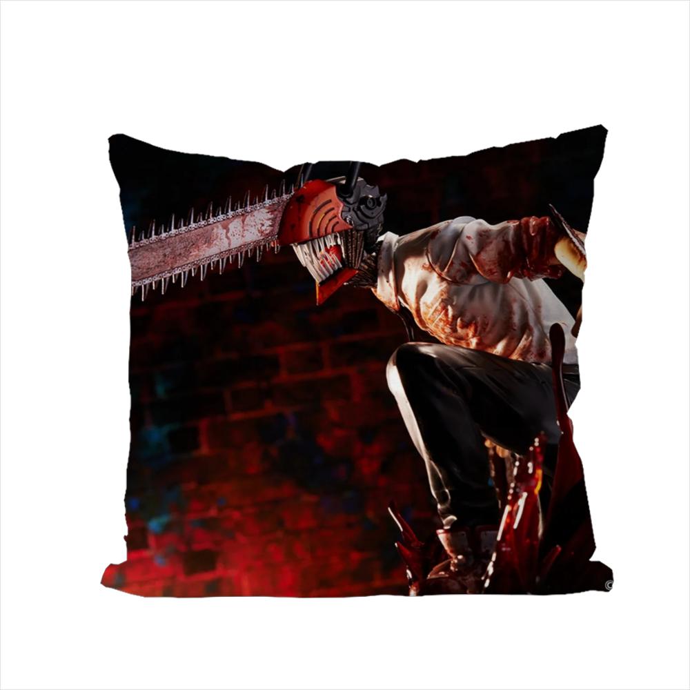 Chainsaw Man Pillow Case For Car Sofa Decorative Home Doublesided Print Plush Square Throw Pillow Cushion Cover