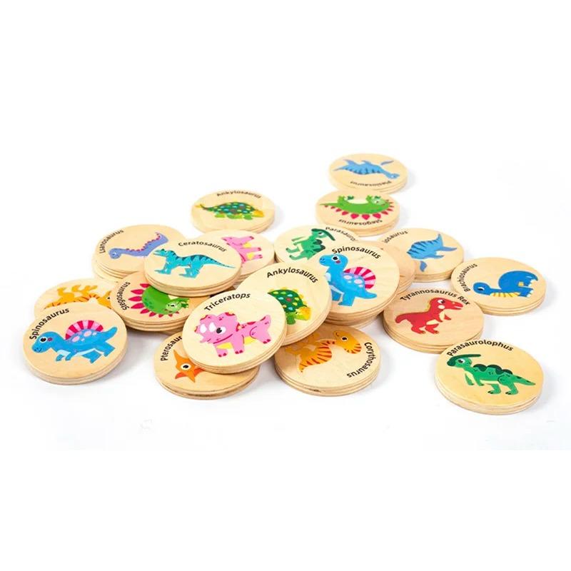 Dinosaur Matching Game Children's Puzzle Dinosaur Cognitive Concentration Memory Training Wooden Educational Toys for Children