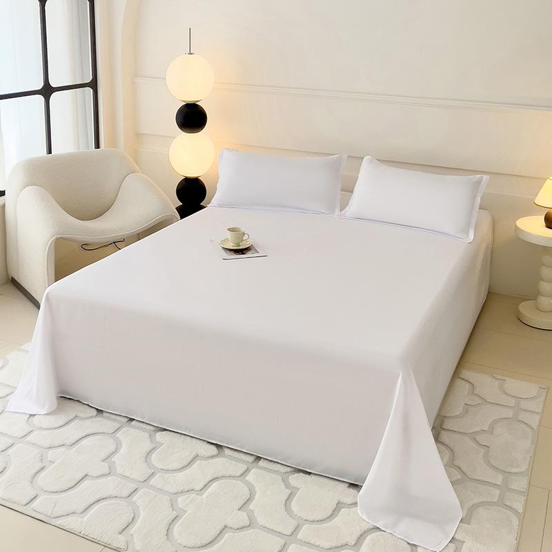 

1 PC Sky Blue Bed Sheet Single / Queen / King Flat Sheet for Adults Skin-Friendly Solid Color Washed Bed Sheets Single 120x230cm білий