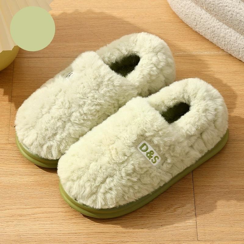 

Хлопковые тапочки Женские Зимний стиль Каблук-мешок Домашние Теплые и Нескользящие Плюшевые Хлопковые Туфли для Мужчин для Ношения на Улице 36-37