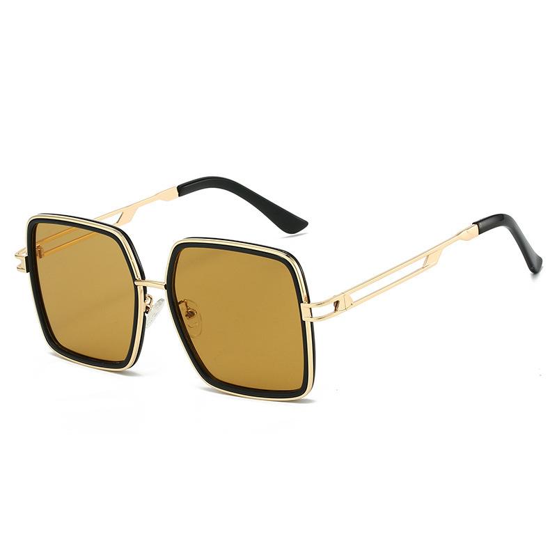 Luxury Thin Frame Double Beam Leopard Print Legs Oversized Square Women Sunglasses Retro Gradient Color Men Sun Glasses UV400