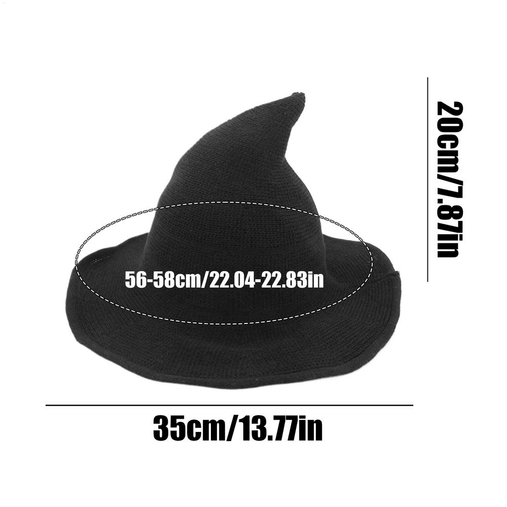 35x20cm Foldable Wide Brim Knitted Witch Hat, Unisex Halloween Costume Headgear, Cosplay Party Accessory for Women Men Festival