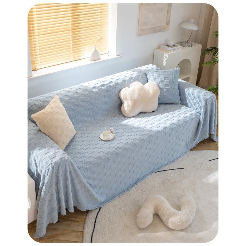 Copertura in Tessuto per Divano Pigro Invernale Ispessita Termica in Peluche Coperta Semplice Stile Ins Copertura per Cuscino Divano Tutto Compreso Antigraffio