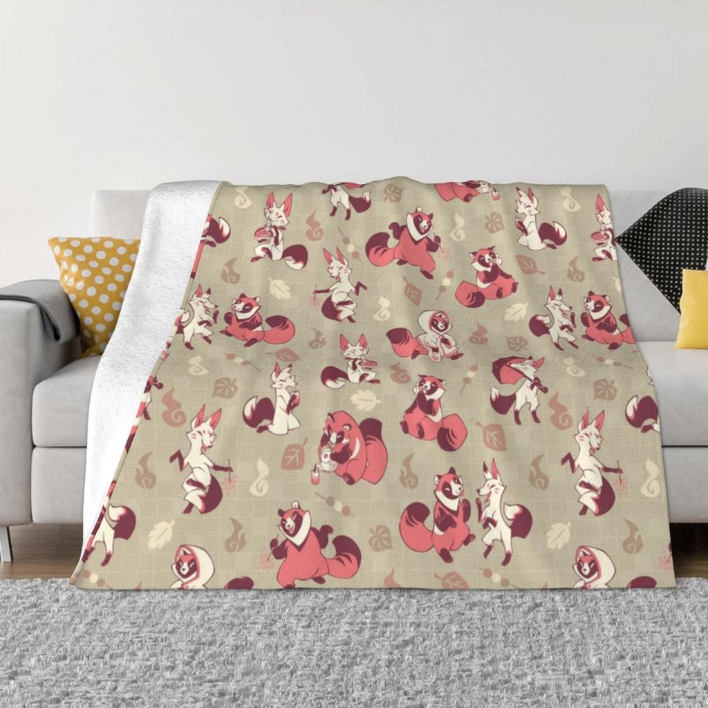 Tanuki Japan Kawaii Raccoon Blanket Animal Nature Flannel Throw Blanket Airplane Travel Decoration Soft Warm Bedspread