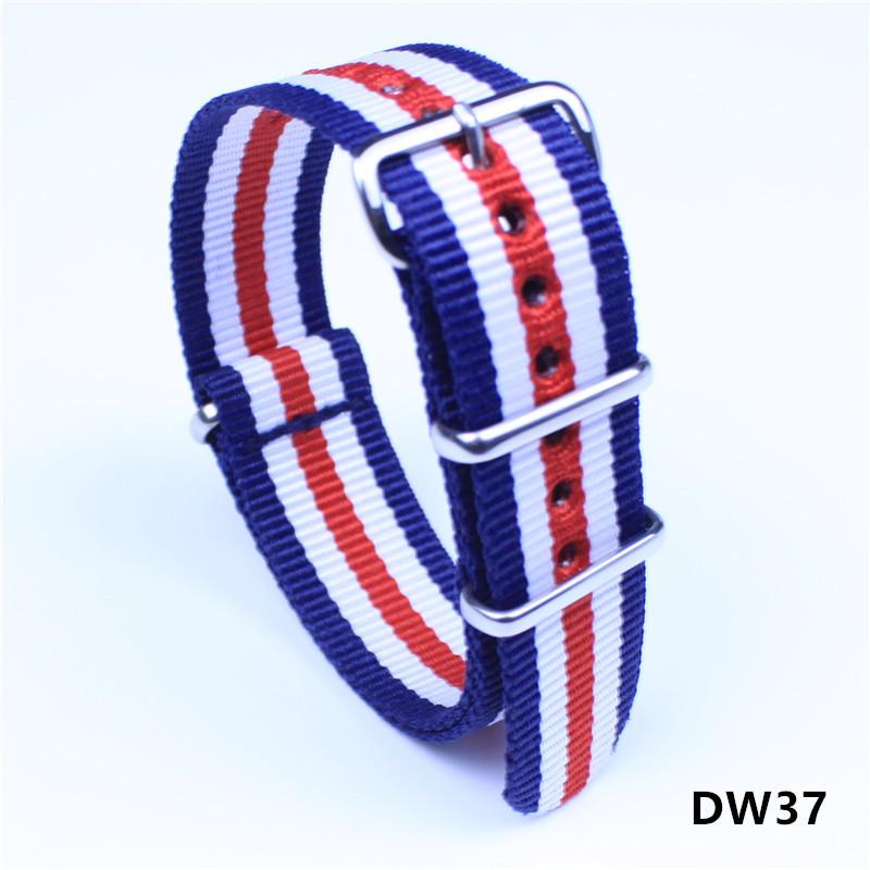 Nylon Canvas Uhrenarmband Kompatibel mit DW 22mm Polished Silver