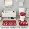 4pcs Valentine's Day Romantic Red Bow Printed Bathroom Set Waterproof Shower Curtain Floor Mat Toilet Mat U-Shaped Mat