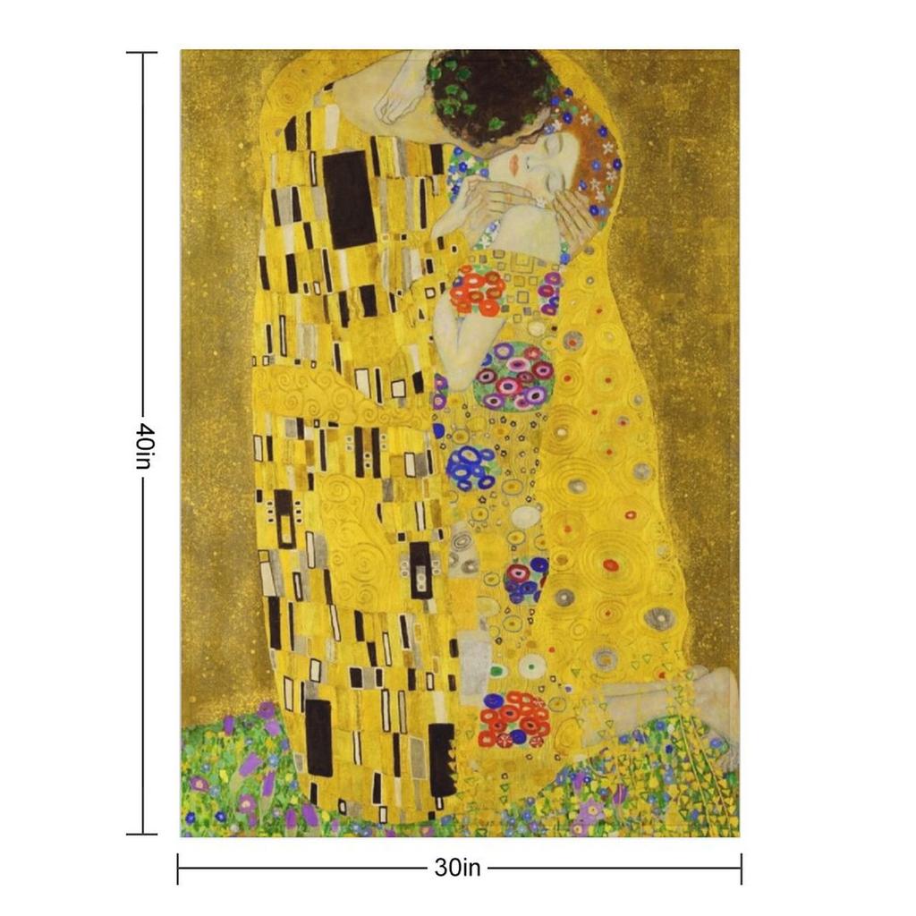 The Kiss (High Resolution), Gustav Klimt Throw Blanket Sofas Luxury Brand Designers Flannel Fabric Blankets