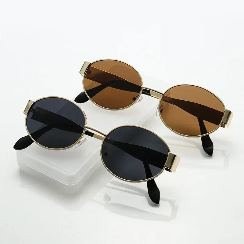 Classic Vintage Driving Sunscreen Glasses Luxury Metal Oval Sunglasses For Men Women Outdoor Unisex Sunglasses Shades Uv400