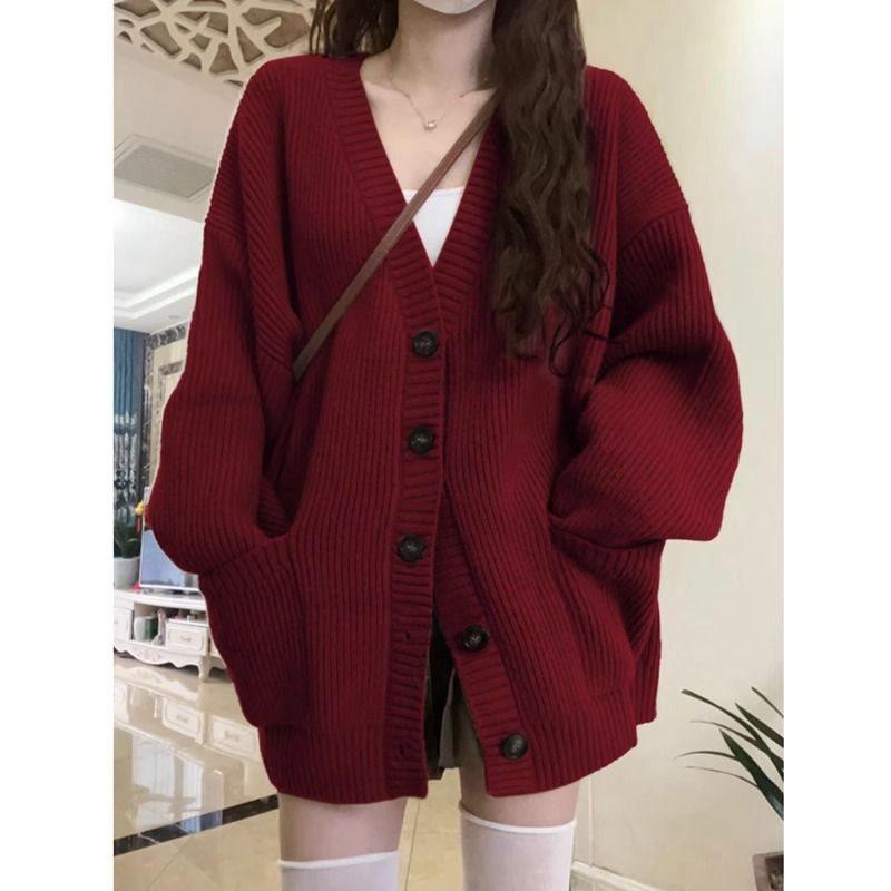 

Women s Japanese Retro Lazy Style Knitted Cardigan - Autumn/Winter College Design XL 120-135 jin сірий колір