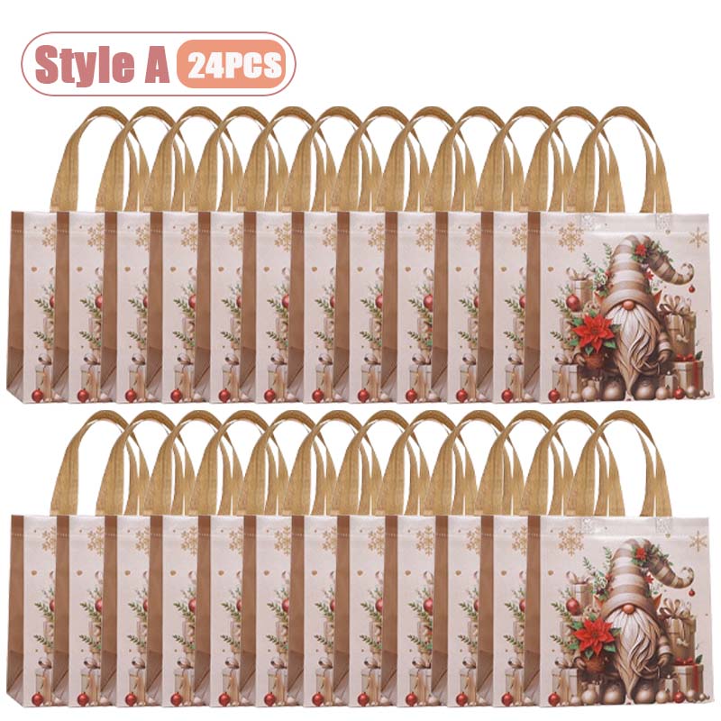 12-36PCS Christmas Tote Bag Gold Waterproof Foldable Large Capacity Shopping Bag Reusable Holiday Gift Bag for Party Supplies