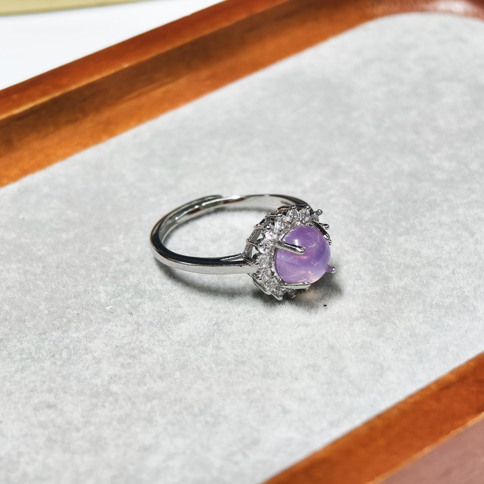 Gesen Purple Starlight Starburst Jewelry Set: Sparkling Ring, Earrings & Pendant Trio