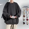 Men's Long-sleeved Sweater Loose and Versatile Casual Round Neck Pullover Bottoming Shirt Solid Color Boys On Clothes