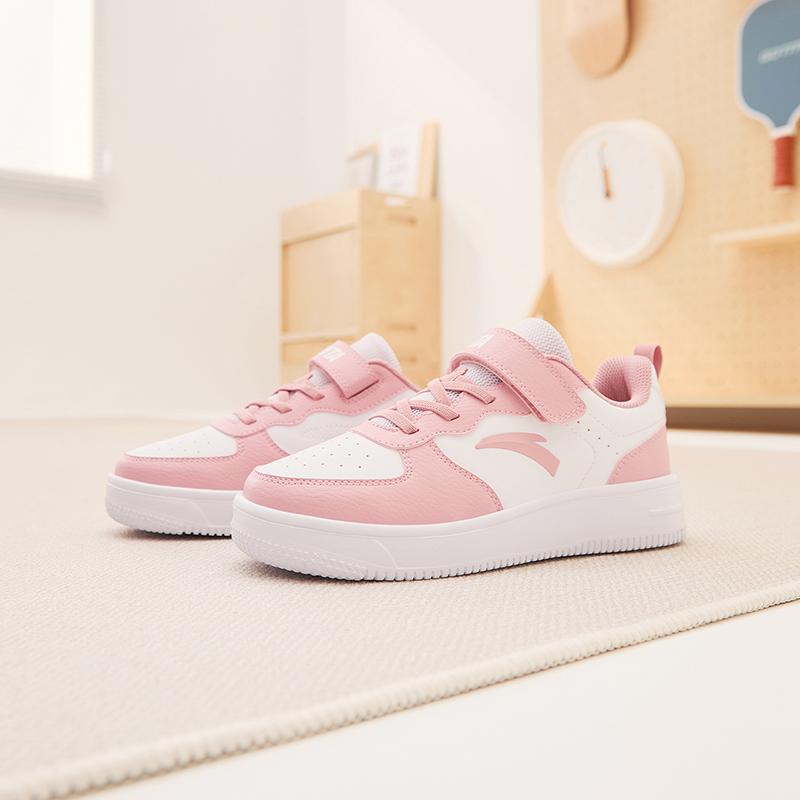 Anta Comfortable Versatile Simple Shock Absorbing Wear Resistant Low Top Kids Skate Shoes Kids sneaker Pink White A332418004H-6