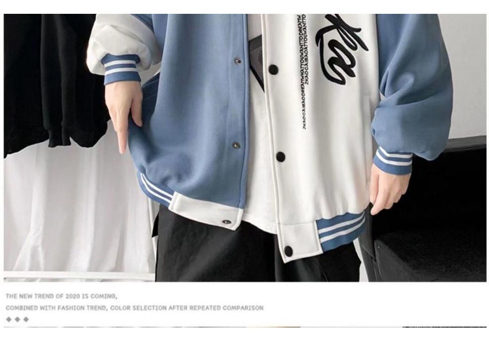 Men's Embroidered Patchwork Baseball Jacket - Trendy, Loose-Fit Spring/Autumn Outerwear