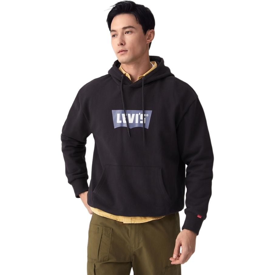 Levis Casual Loose Soft Comfortable Hooded Long Sleeve Sweatshirt Men sweatshirt Black 0018O-0003