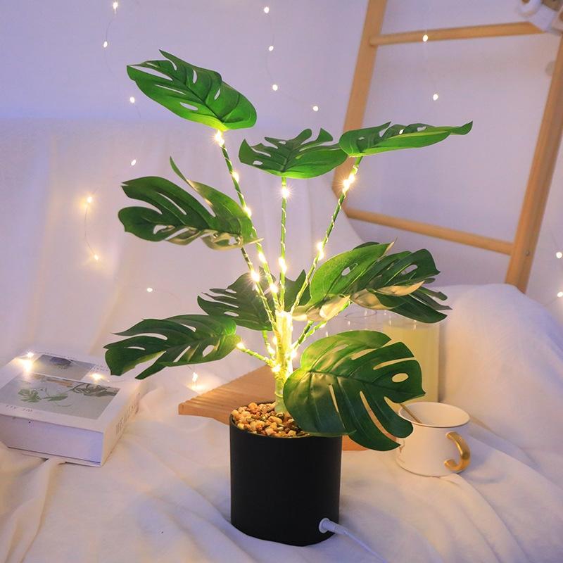 Artificial Plant With Led Lights Fake Plant Potted Tree Indoor Lighting For Living Room Hotel Villa Art Decor Bedroom Home Decor