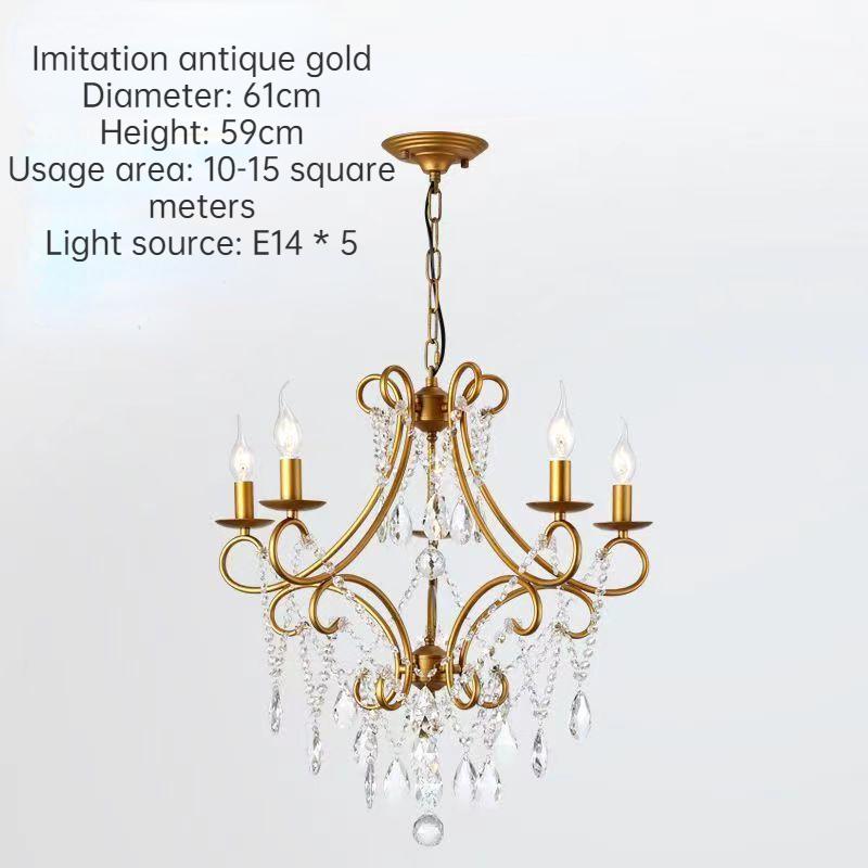 Obývací pokoj, ložnice, lustr do kreativní jídelny Crystal Retro Gold, moderní a minimalistické světlo