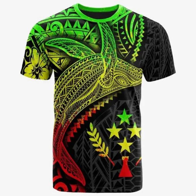 Camiseta de Manga Corta Estilo Creativo para Hombre y Mujer Pohnpei Estampada en 3D Cuello Redondo Divertida Estampada Jersey Suelto Oversize para Hombre