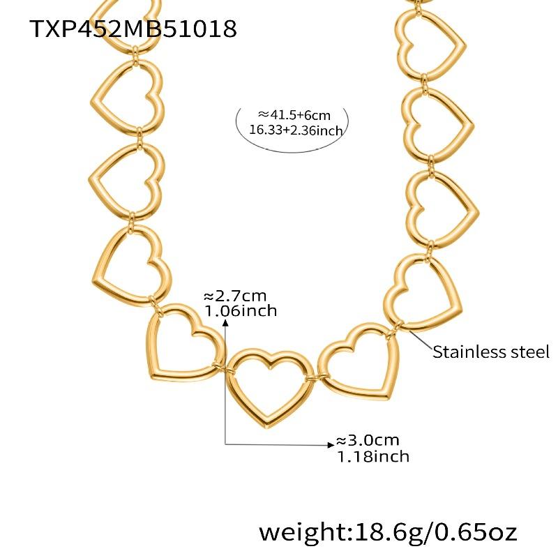 18k gold plated glossy cut out heartpatchwork necklace bracelet earrings exaggerated jewelry