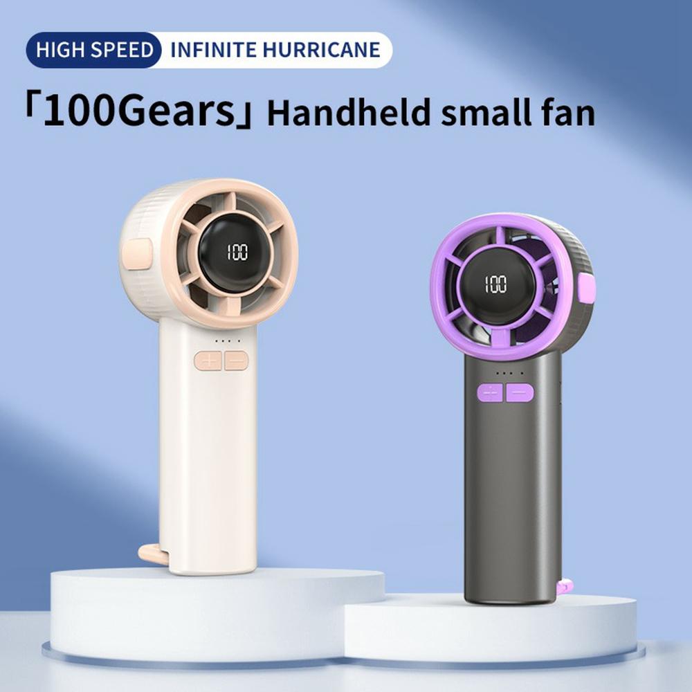 

High Speed Handheld Fan USB Digital Display Portable Cooling Fan with Carabiner,CE Certified Black/Purple
