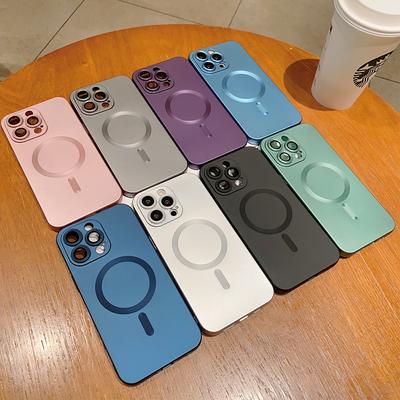 For Magsafe Magnetic Wireless Charging Case for iPhone 16 15 14 13 12 11 Pro Max 7 8 Plus Matte Soft Glass Lens Protection Cover