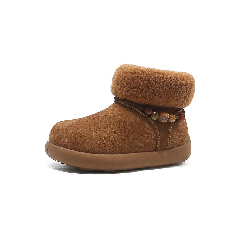 

Winter Thick Fleece Lined Snow Boots for Kids, Soft Sole Cotton Boots for Baby Girls and Boys size 28 жёлтый