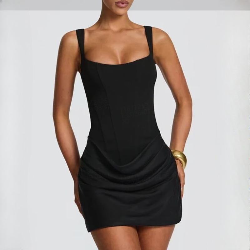 Summer Sexy Round Neck Sleeveless Hip Hugging Tied Dress