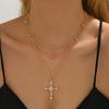 Diamond Cross Necklace Personalized Alloy Pendant Light Luxury Niche Versatile Jewelry Women's Necklace