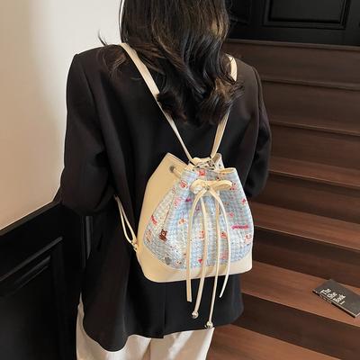 Gedruckte schlichte Nischen-Eimertasche Sommer beliebte Umhängetasche karierter Pendlerrucksack Trend