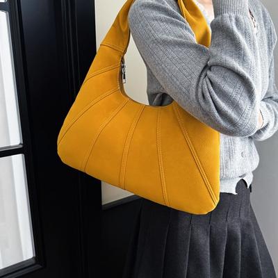 Sac Cabas Shopping Femme Grande Taille en Cuir PU Sacoche Unique Matelassée en Forme d'Éventail pour Dames Sacs à Main Élégants Tendance Mode Automne Hiver