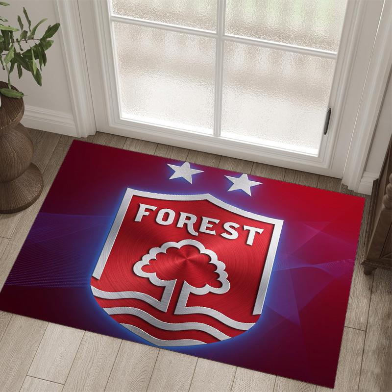 Nottingham Forest Fußball Design Kristall Samt Teppich Gemütlich Nicht?Rutschfester Teppich mit Aufdruck für Schlafzimmer Wohnzimmer Eingang
