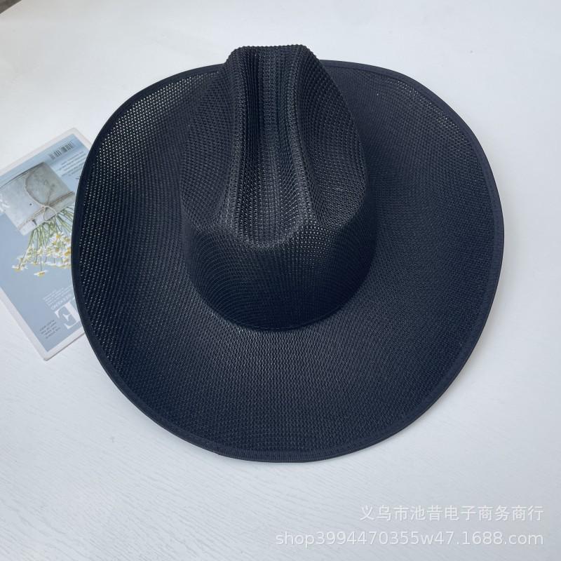 Summer New Simple Sunshade Straw Hat Jazz Sunscreen Hat Women's Irregular Brim Western Cowboy Sun Hat Tide