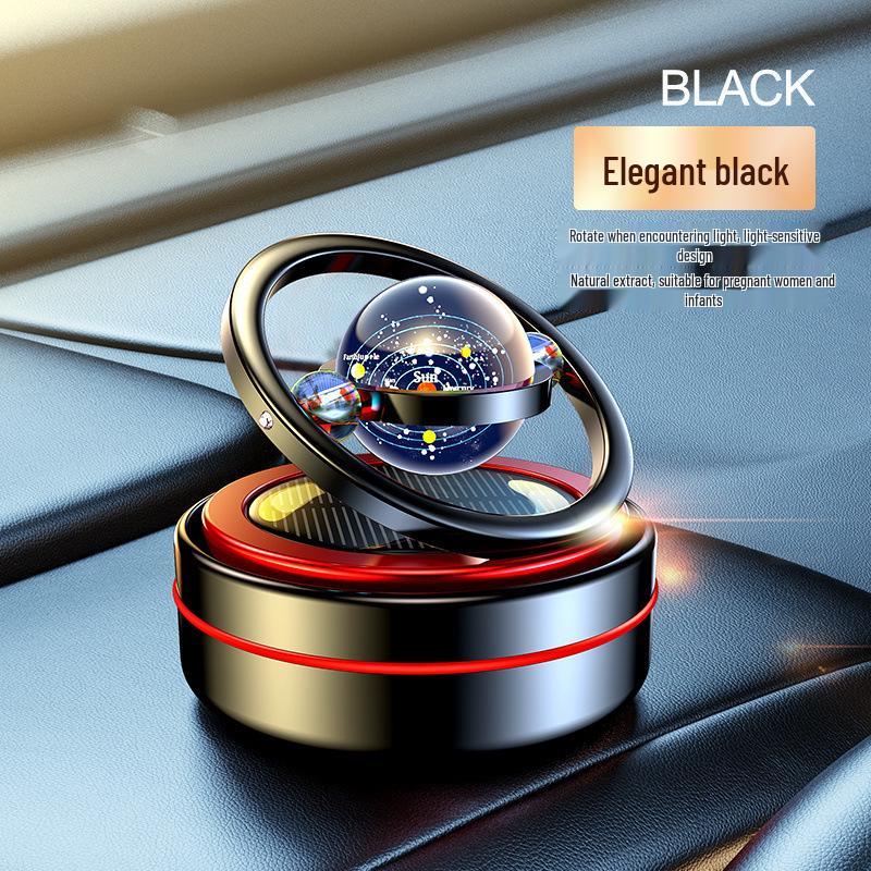 Solar Car Aromatherapy Ornament: Dual-Ring Rotating Perfume Deodorizer for Interior Decoration
