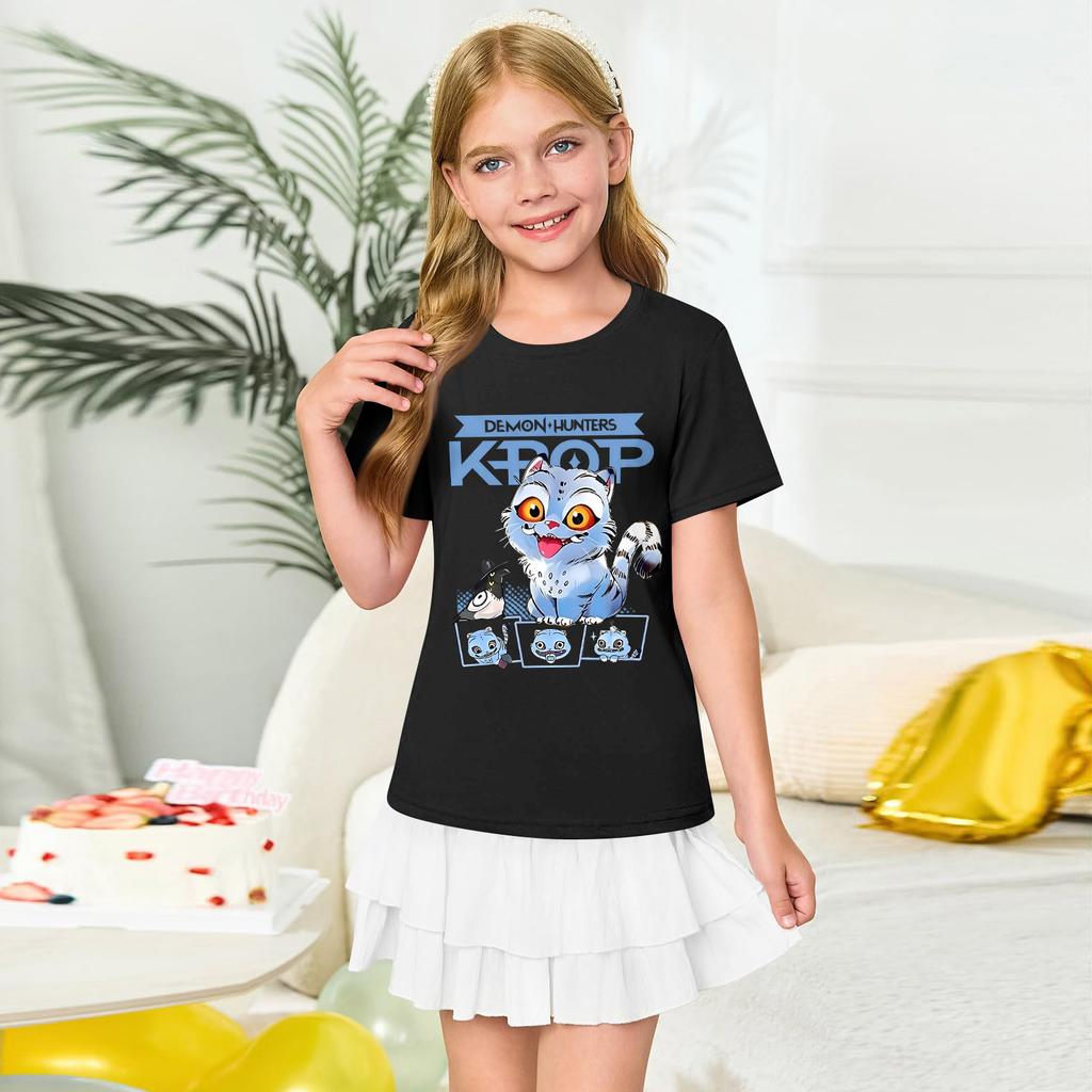 Fashionable Round Neck Short Sleeve Work Clothes Printed Tops For KID Summer Tops