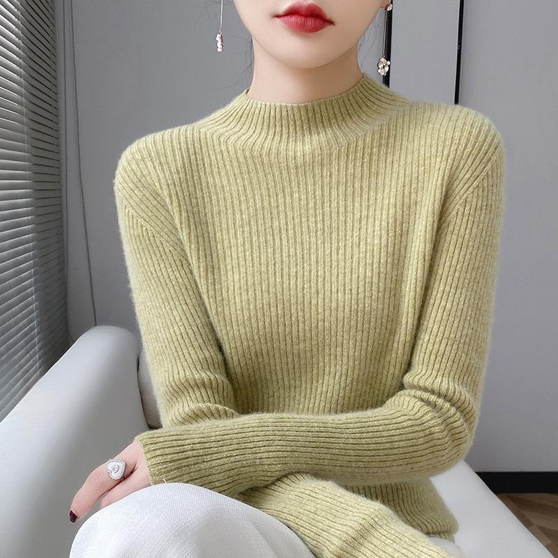 Women's Autumn and Winter Cashmere Knitted Base Shirt Slim and Age-reducing Versatile Pullover Long-sleeved Top