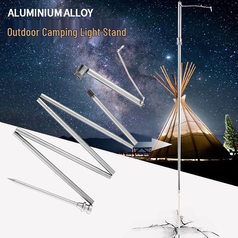 

Portable Aluminum Light Stand & Folding Camera Selfie Stick with Multi-functional Camping Rack 140.5cm